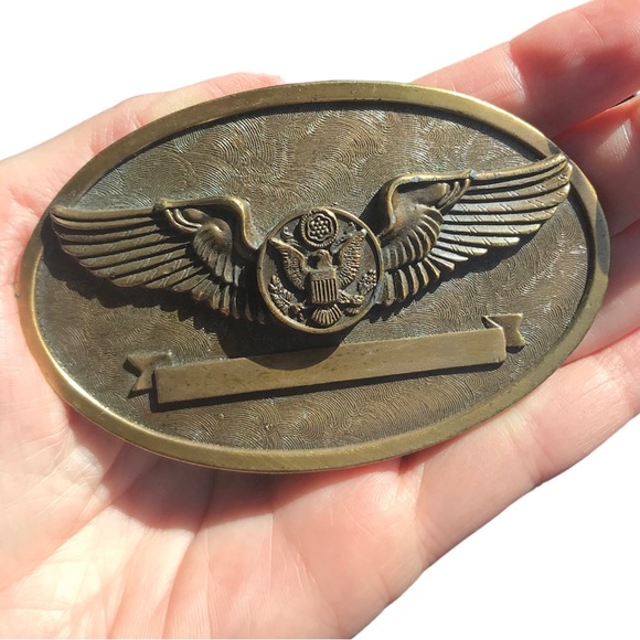 Vintage Aviator's Wings Belt Buckle Collector's Series USAF Aircrew Member Brass - Picture 9 of 9